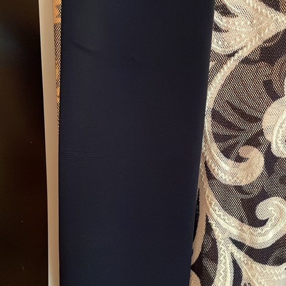 Draper’s & Damon’s 22W Sheer Open Front Topper Jacket Blue White Buroque Design - Picture 5 of 16